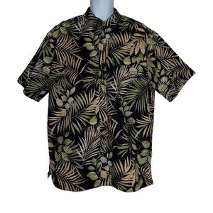 Vintage Cooke Street Shirt Mens 2XL Aloha Black Leaf Hawaiian Beach Vacation